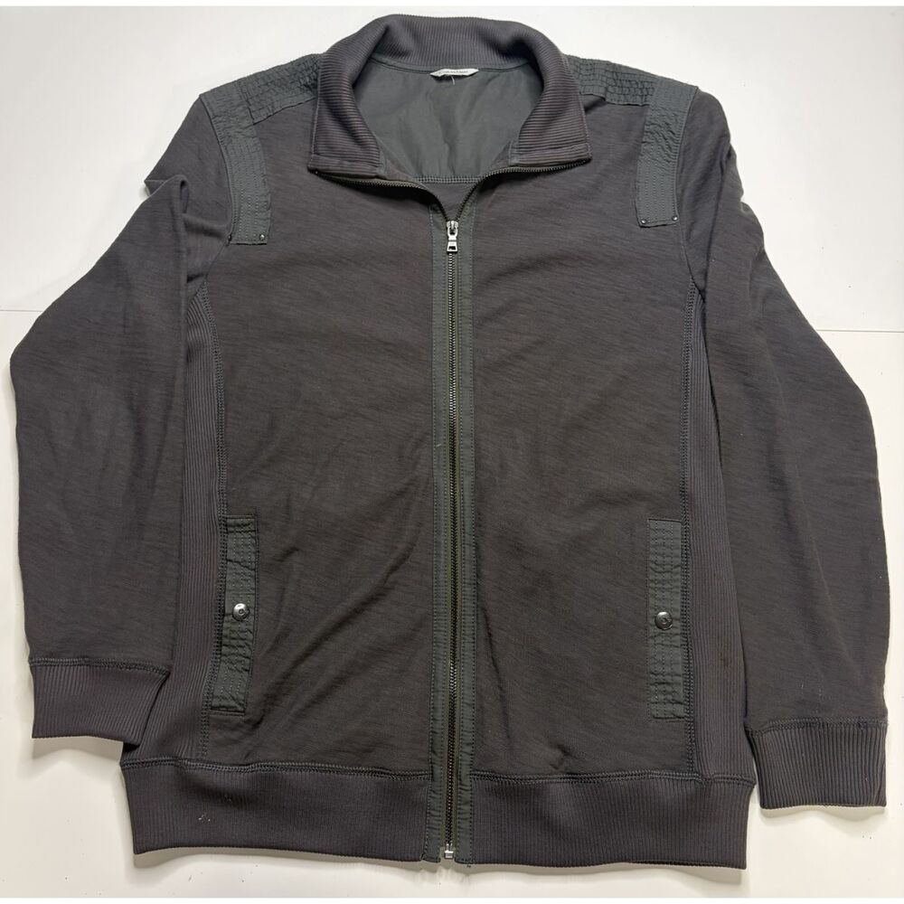 Calvin Klein Black Gray Industrial Zip Up Jacket Men's L Warm Comfy - Picture 1 of 4